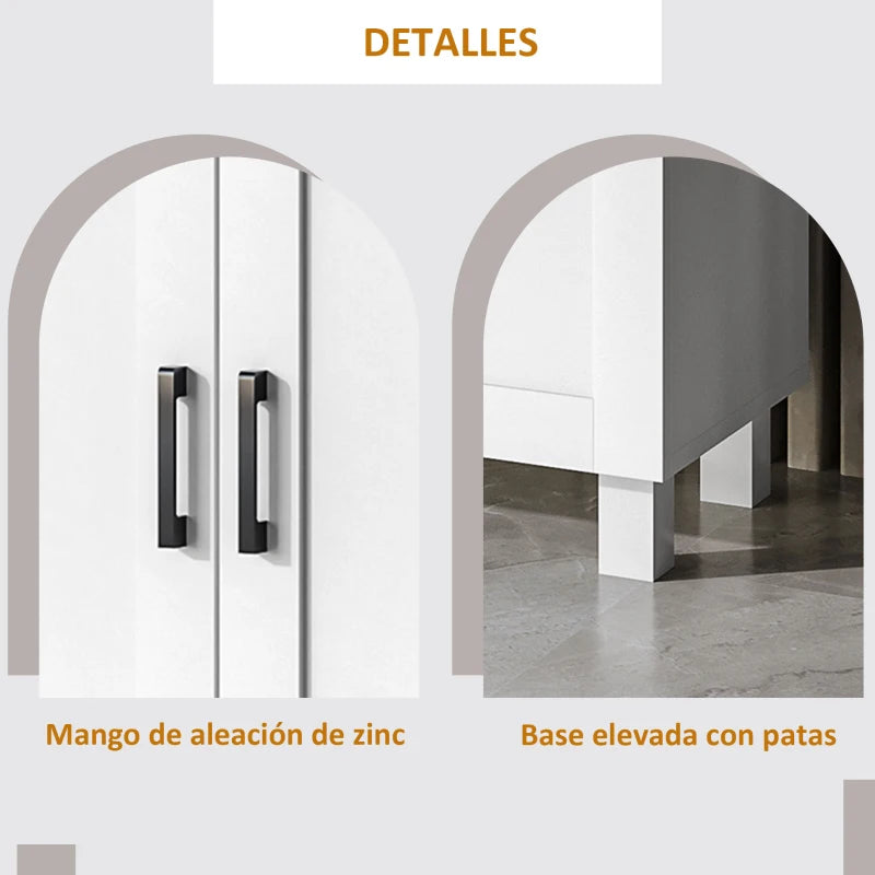Detalle de la base elevada de 8 cm del aparador nórdico