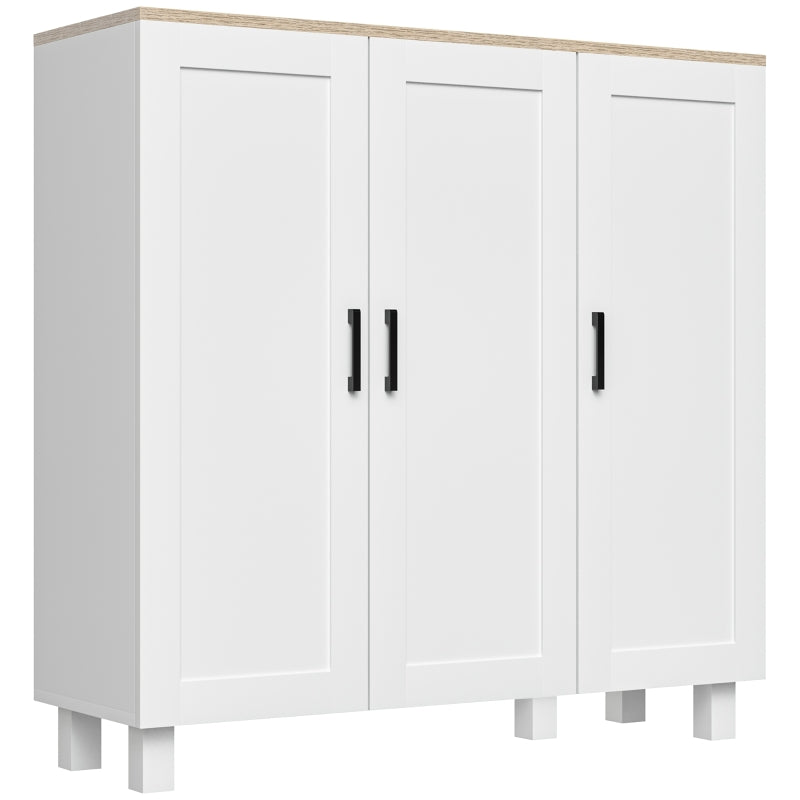 Aparador buffet de 90 cm en blanco con encimera efecto madera de estilo nórdico