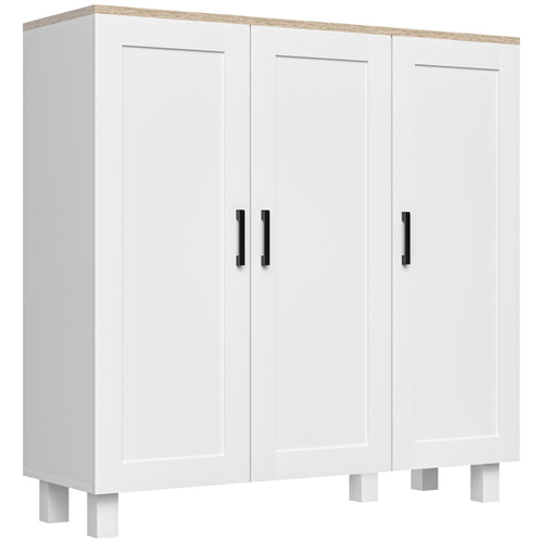 Aparador buffet de 90 cm en blanco con encimera efecto madera de estilo nórdico