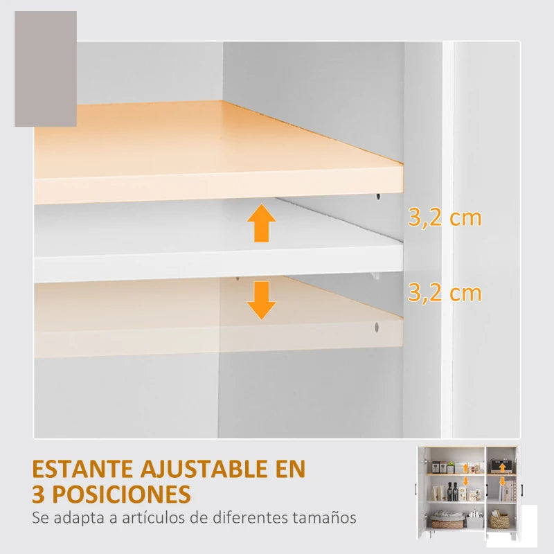 Interior del aparador con estantes ajustables en varias posiciones