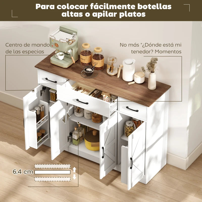 Tres cajones abiertos con cubiertos, servilletas y utensilios