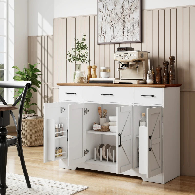 Aparador Burdeos en un comedor acogedor con decoración sobre la encimera