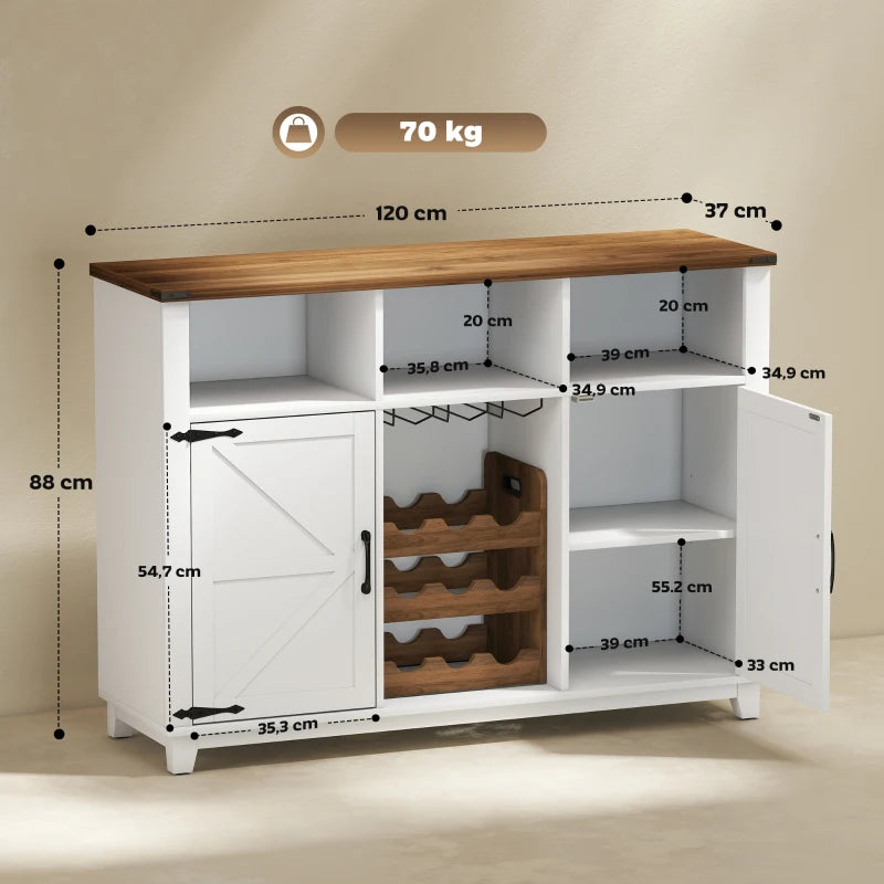 Diagrama de medidas del aparador de cocina Barrica con dimensiones en centímetros