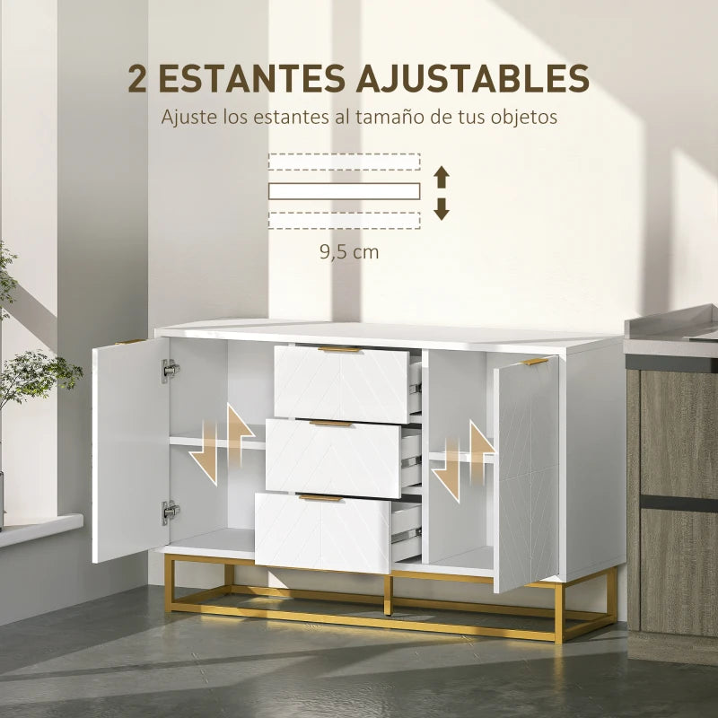 Detalle de los tiradores dorados del aparador de salón Doré