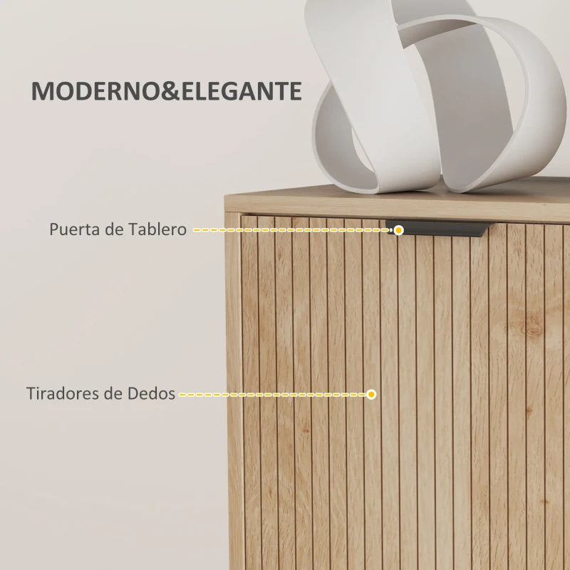 Puertas abiertas mostrando dos compartimentos separados por el estante regulable