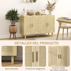 Detalle de los tiradores de madera de haya del aparador Java