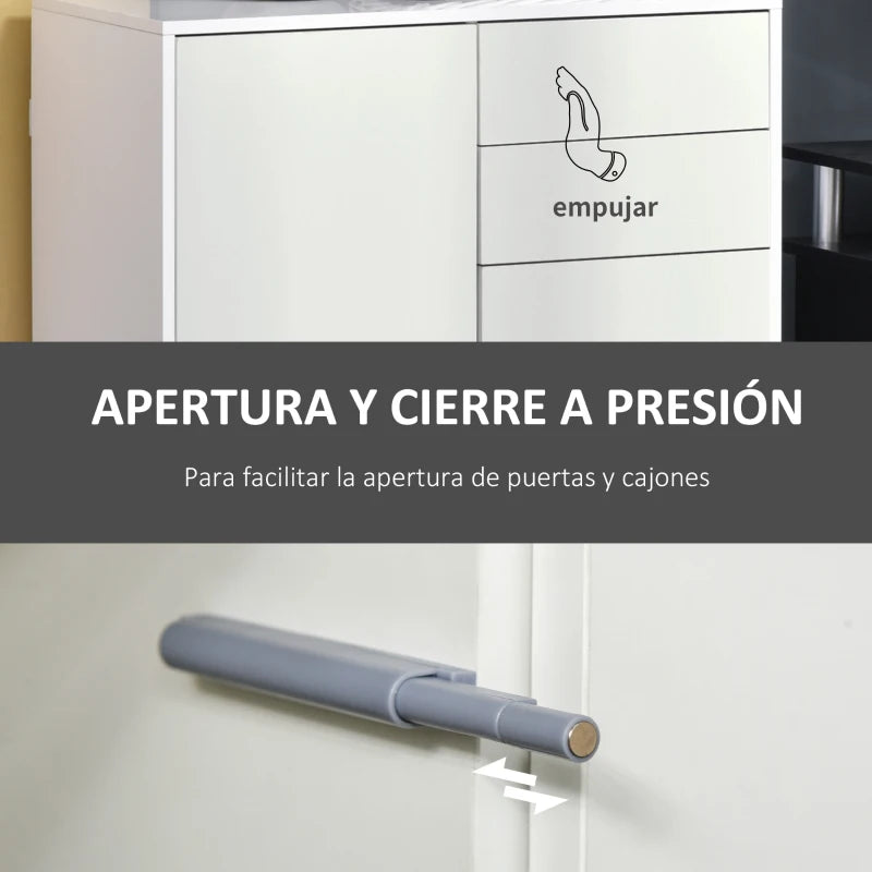 Puerta abriéndose con sistema de apertura a presión sin tiradores