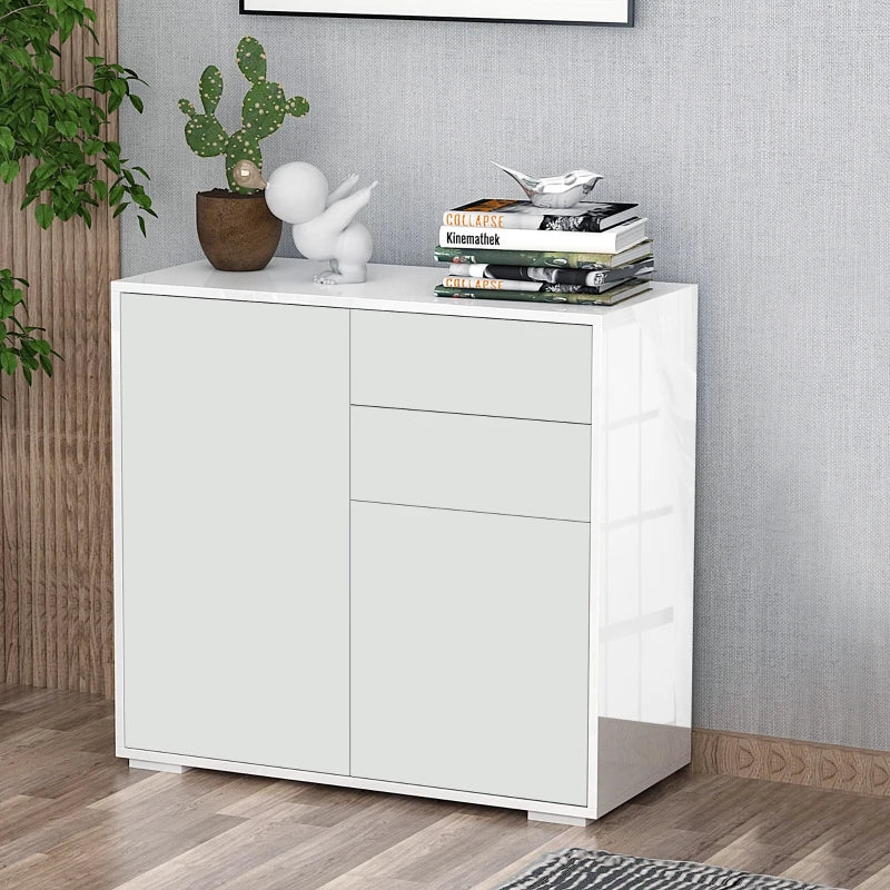 Aparador Ohrid en un salón minimalista con decoración sobre la encimera