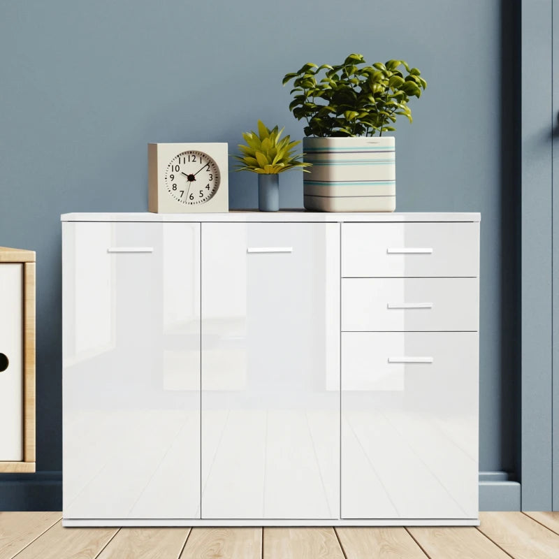Aparador Olomouc en un comedor moderno con vajilla y decoración