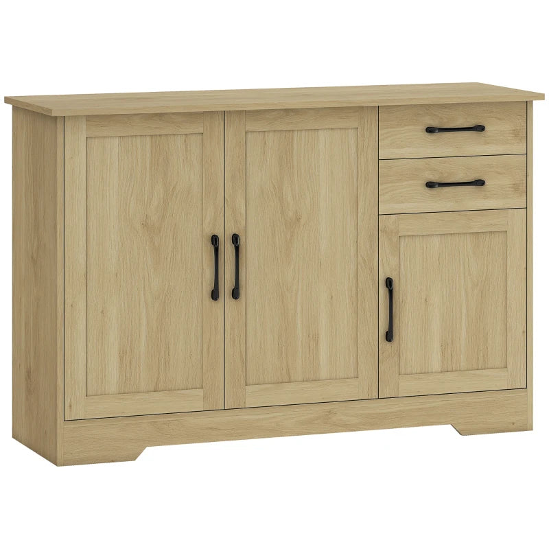 Aparador de 120 cm en madera natural con 3 puertas y 2 cajones