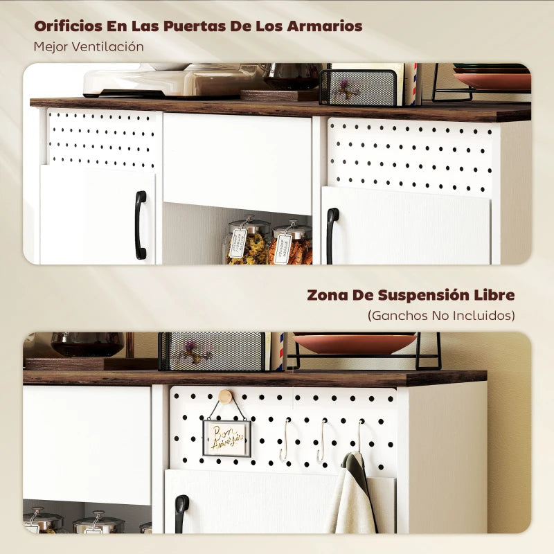 Detalle de las perforaciones de las puertas que favorecen la ventilación
