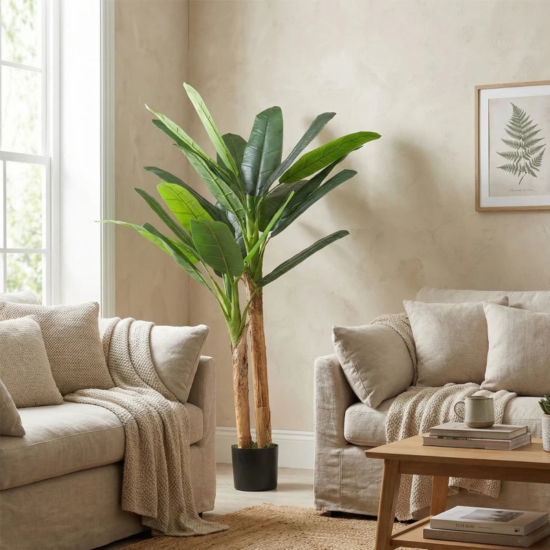 Árbol de plátano artificial Bananera Céfiro decorando el salón