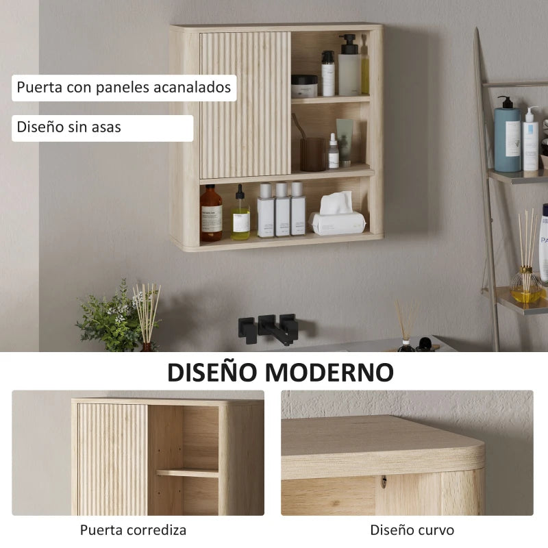 Compartimento abierto lateral para tener a mano toallas y accesorios