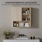 Cinco compartimentos, cuatro cerrados y uno abierto, para organizar el baño
