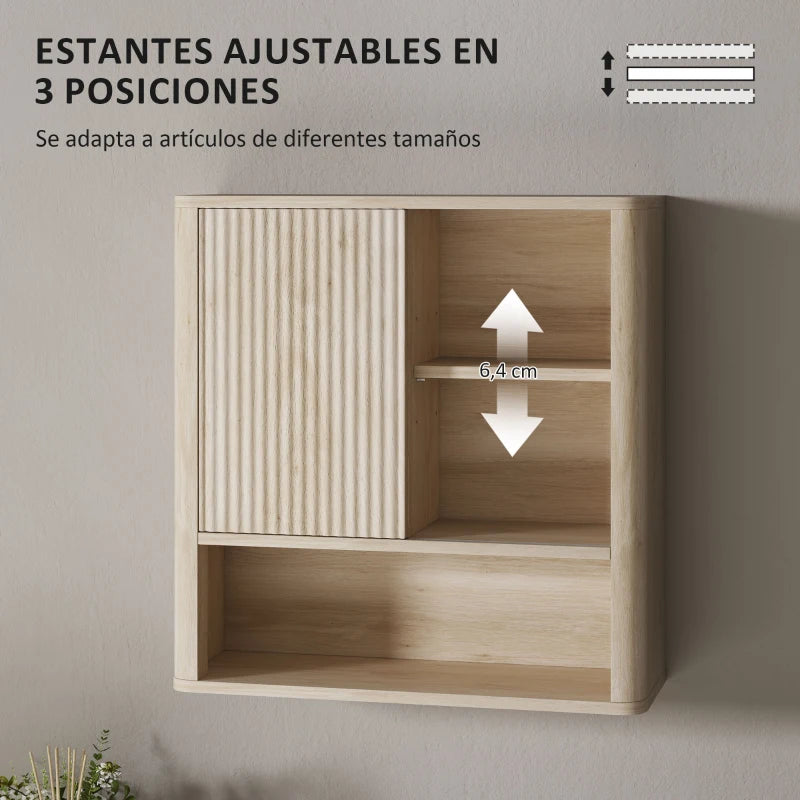 Estantes ajustables en tres alturas para adaptar el almacenamiento