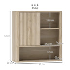 Esquema de medidas del armario de baño: 60 cm de ancho, 20 cm de fondo y 62 cm de alto