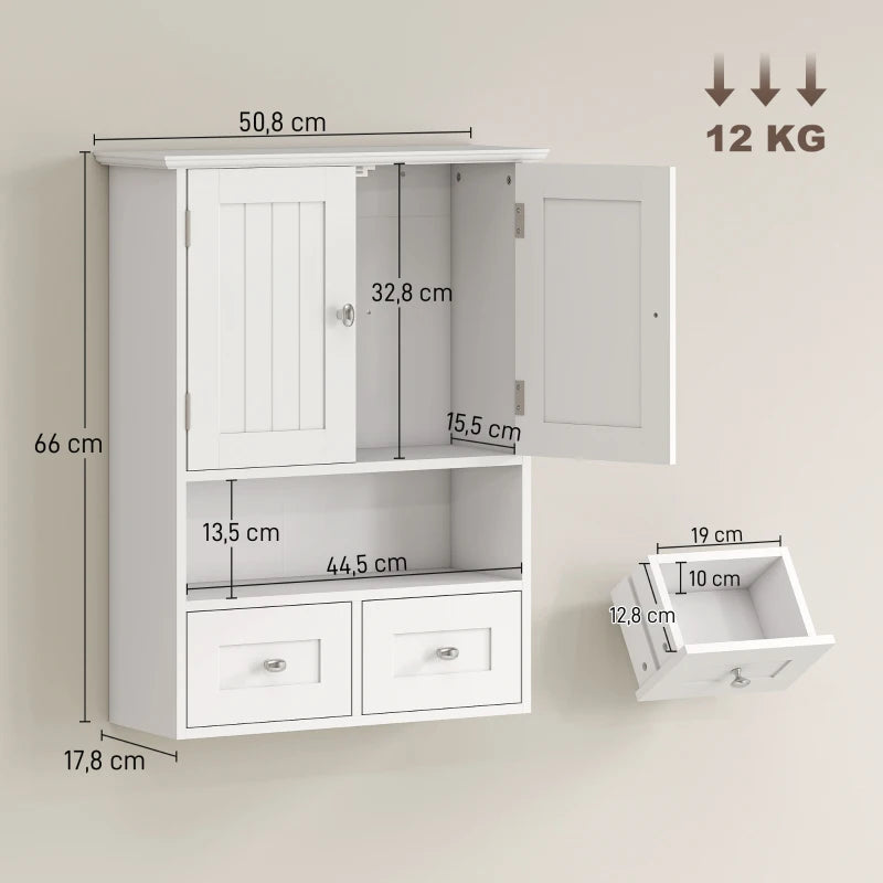 Esquema de medidas del armario de baño: 50,8 cm de ancho, 17,8 cm de fondo y 66 cm de alto