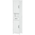 Columna de baño Cilleros en blanco con 2 puertas y cajón en un baño moderno