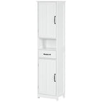Columna de baño Cilleros en blanco con 2 puertas y cajón en un baño moderno