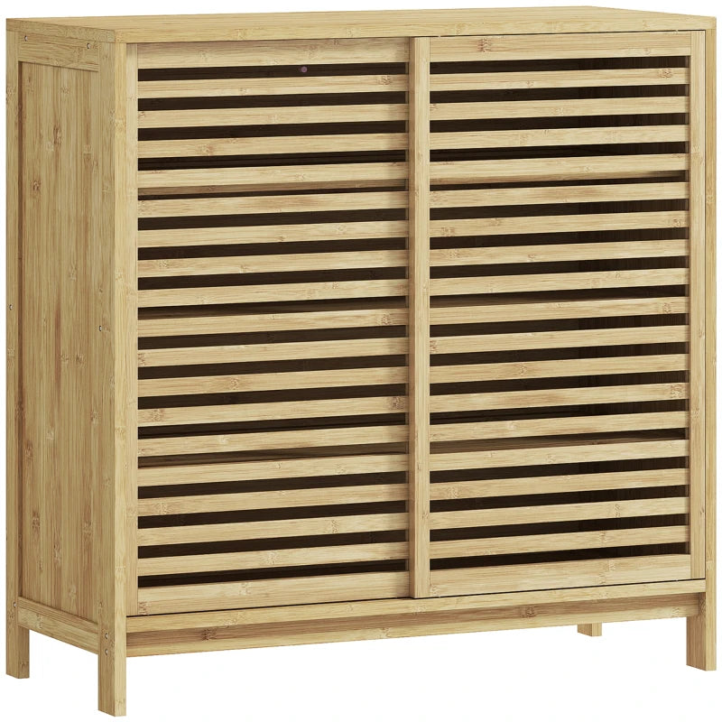 Armario de baño Kioto de bambú natural con puertas correderas