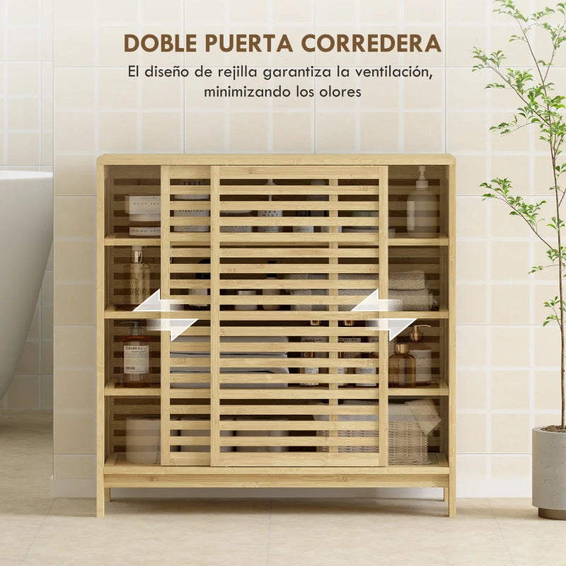 Puertas correderas con lamas del armario Kioto para ventilación