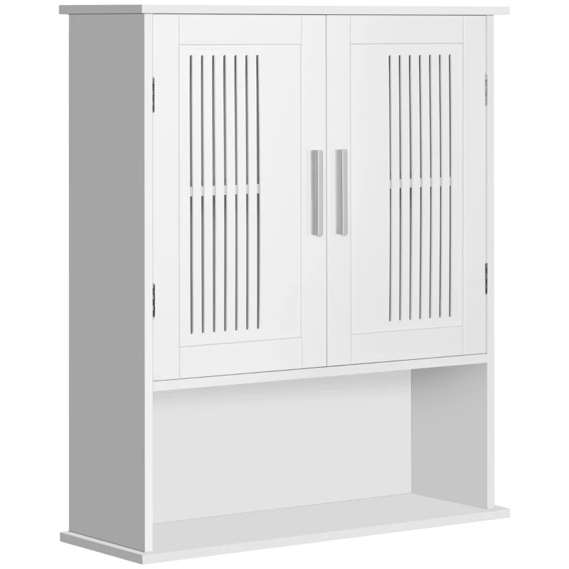 Armario de baño de pared Lier en blanco con 2 puertas de lamas