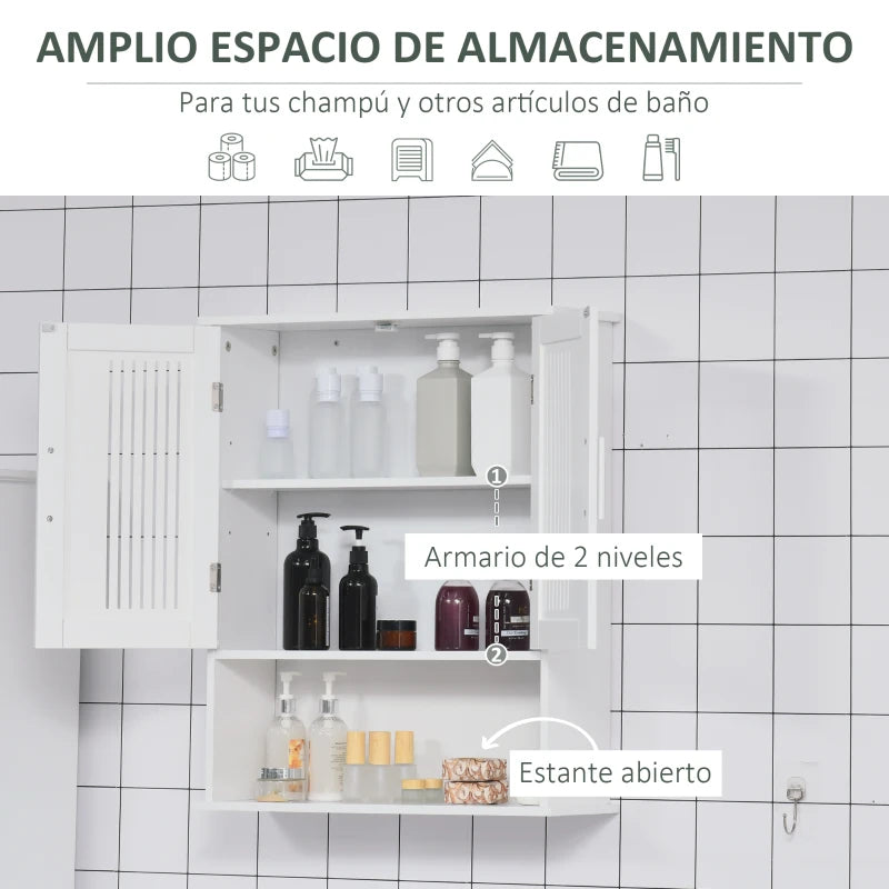 Interior del armario de baño Lier con productos de higiene