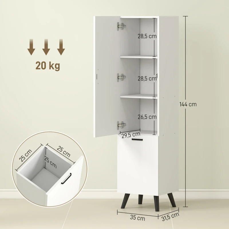 Diagrama de medidas del armario alto de baño Monroy en centímetros