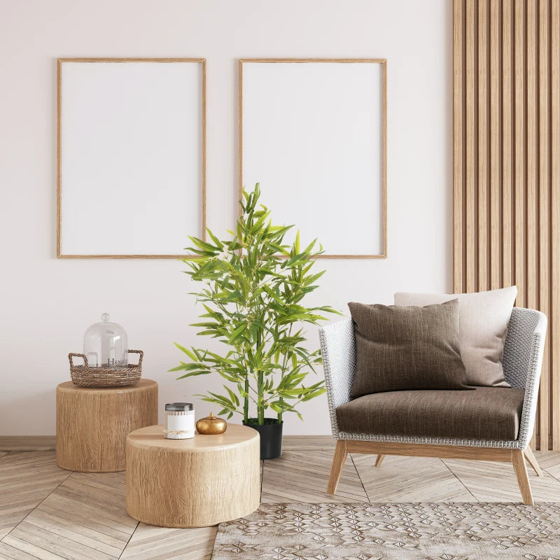 Bambú artificial Planta Zíbeta decorando un salón moderno