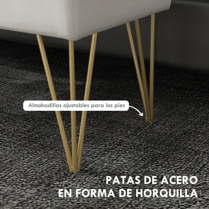 Patas de acero estilo horquilla que aportan estabilidad al banco