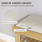 Detalle del cojín de 4 cm tapizado en tela tipo lino color crema