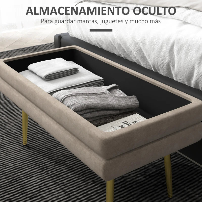 Baúl Comillas con la tapa abierta mostrando el compartimento de almacenaje