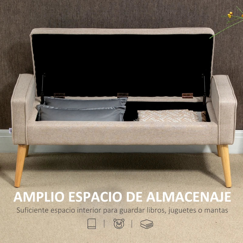 Baúl Grazalema con la tapa abierta mostrando el espacio de almacenaje interior