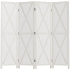 Biombo separador de ambientes Biombo Alceo de 4 paneles en madera blanca