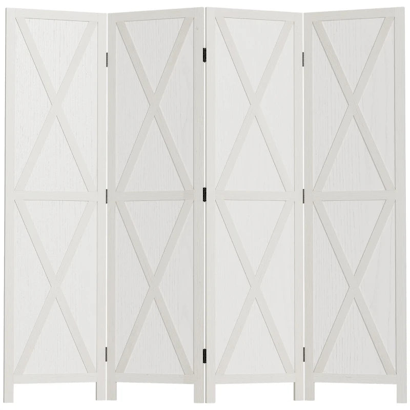 Biombo separador de ambientes Biombo Alceo de 4 paneles en madera blanca