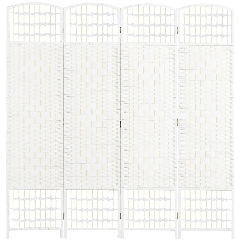 Biombo separador de ambientes Biombo Cárrico de 4 paneles en blanco tejido
