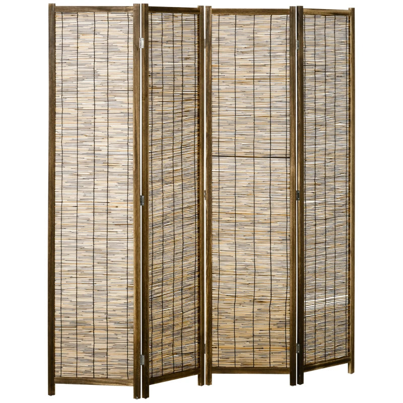 Biombo separador de ambientes Biombo Espadaña de 4 paneles en madera y caña