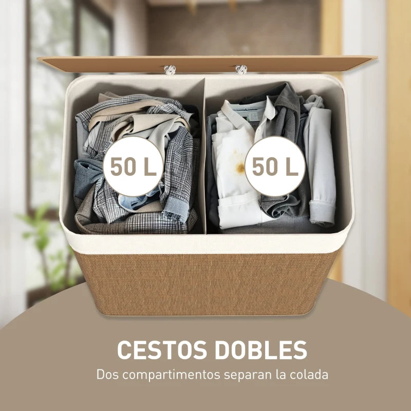 Cesto de ropa con 100 litros de capacidad lleno de colada