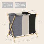 Esquema de medidas del cesto para ropa sucia plegable: 75x48x67 cm