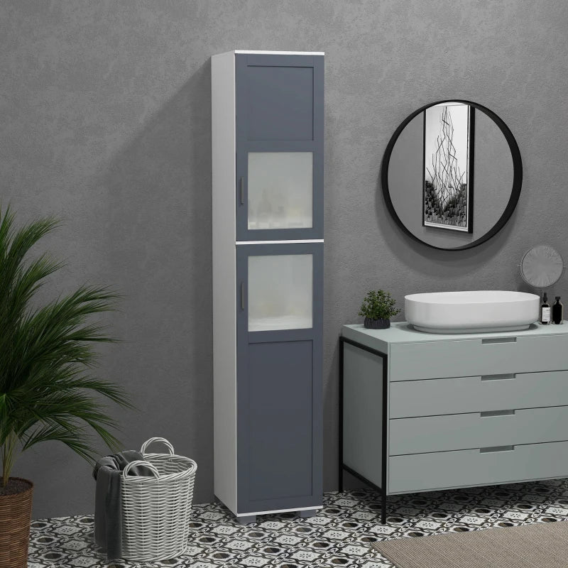 Columna de baño blanca y gris en un baño de estilo moderno