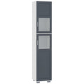 Columna de baño alta en blanco y gris con dos puertas de vidrio templado