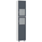 Columna de baño alta en blanco y gris con dos puertas de vidrio templado