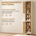 Vista lateral de la columna de baño con fondo estrecho de 23 cm