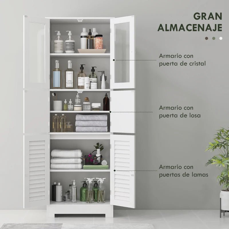 Detalle de la puerta de vidrio del armario superior de la columna Elba