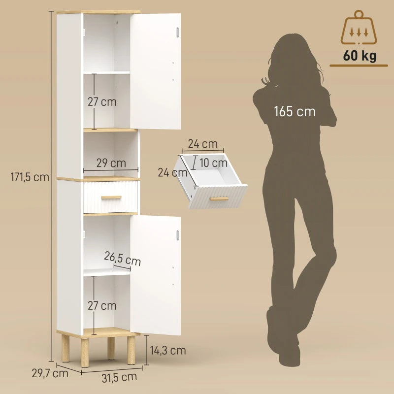 Diagrama de medidas de la columna de baño Brozas en centímetros