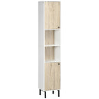Columna de baño Soito en blanco y roble en un baño moderno