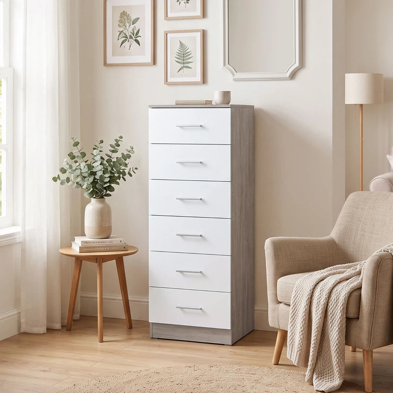 Cómoda Nardo colocada en un vestidor de estilo nórdico