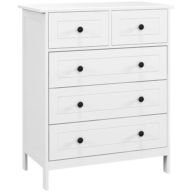 Cómoda alta blanca de 5 cajones de estilo moderno
