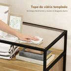Superficie de vidrio templado de la cómoda Stahl con objetos decorativos