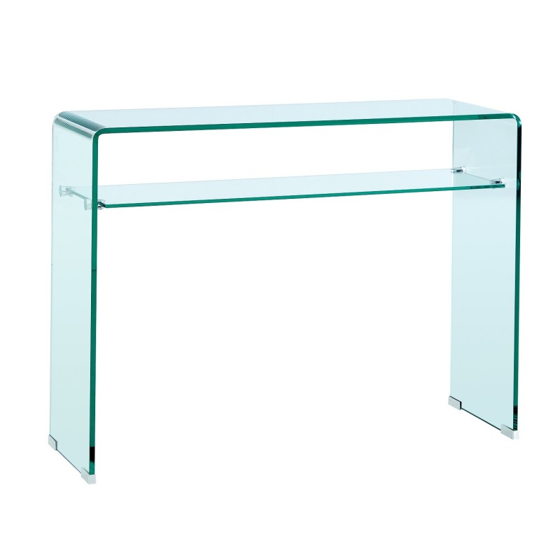 Consola Euclasa íntegramente de cristal curvado, vista frontal